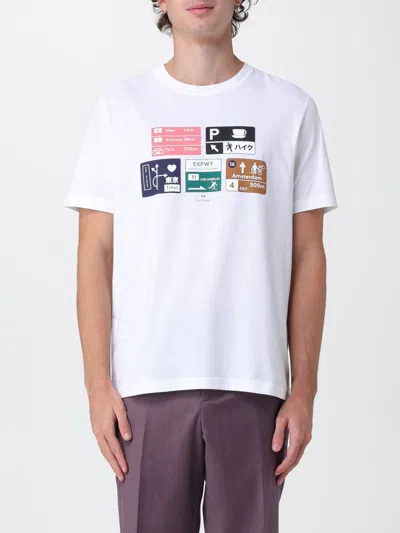 Ps By Paul Smith White 'road Signs' Print T-shirt In Multi