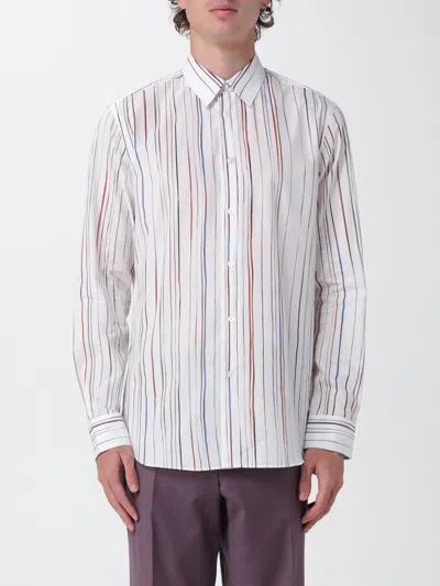 Paul Smith Striped Organic Cotton-poplin Shirt In White