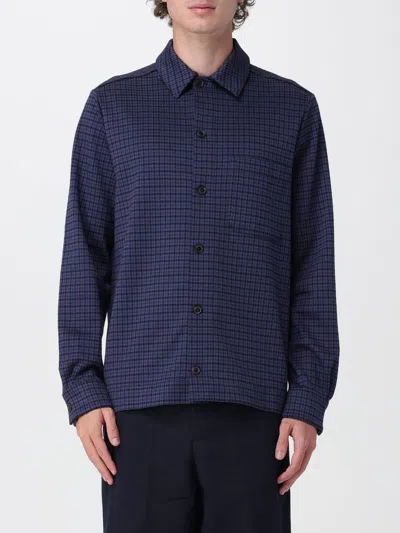 Paul Smith Houndstooth Cotton-blend Shirt In Blue