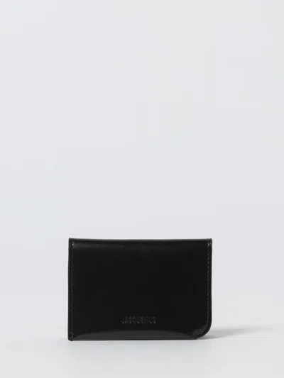 Jacquemus Curved Calf Leather Cardholder In Black