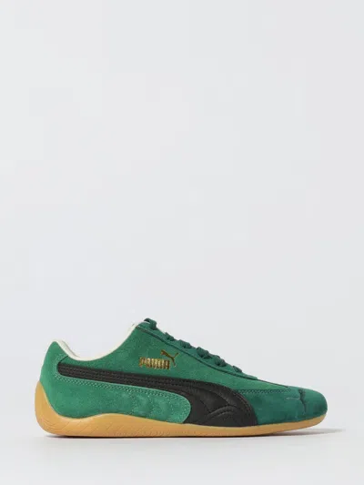 Puma 'speedcat' Green Sneakers With Logo Print On The Side And Logo Lettering On The Side In Suede Unisex In Green