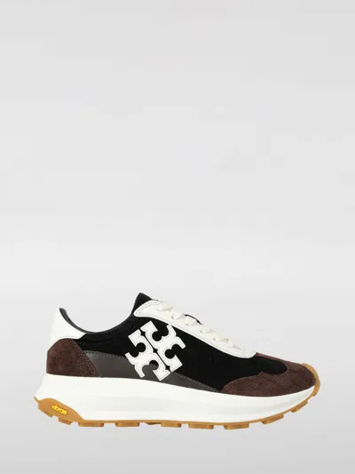 Tory Burch Suede Round Toe Sneakers With Vibram Sole In Black