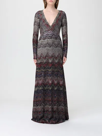 Missoni Langes Kleid Mit V-ausschnitt Und Zickzackmuster In Multi