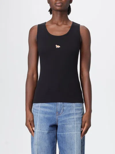 Maison Kitsuné Baby Fox Cotton Tank Top In Black