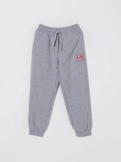 Dolce & Gabbana Dg Cotton Fleece Sweatpants In Gray