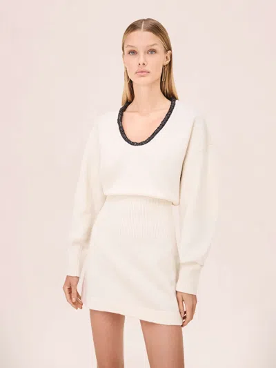 Alexis Colby Wool-blend Sweater Mini Dress In White