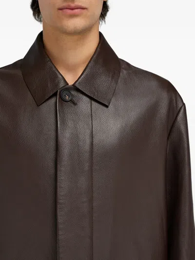 Ferragamo Belted Deerskin Duster Coat In Burgundy