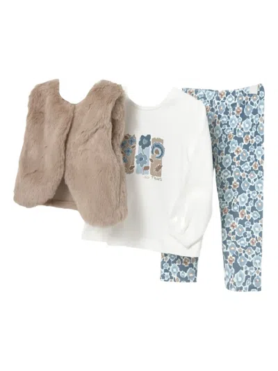 Mayoral Floral-print Trousers Set (set Of Three) In Multi