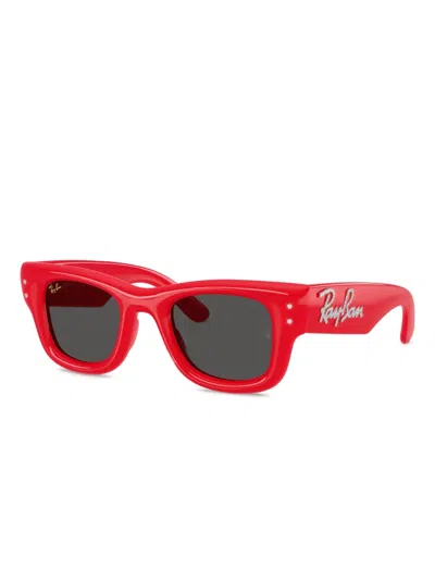 Ray Ban Crystal-embellished Square Sunglasses In Red