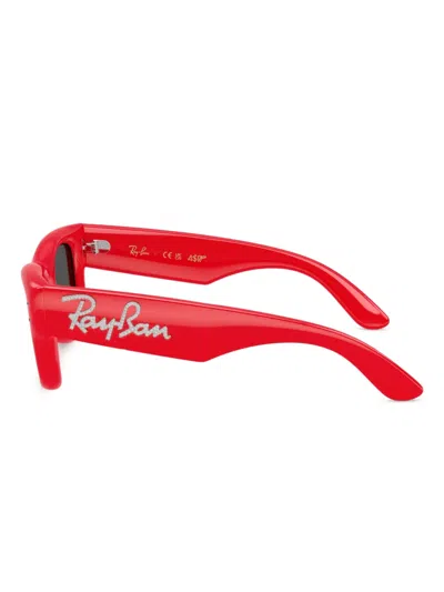 Ray Ban Crystal-embellished Square Sunglasses In Red
