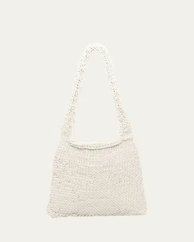 The Row Didion Woven Shoulder Bag In Waxed Cotton In White