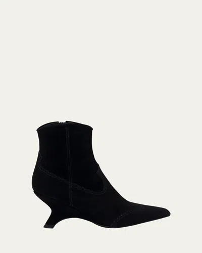 Simkhai Shadow High Heels Ankle Boots In Black Suede In Black