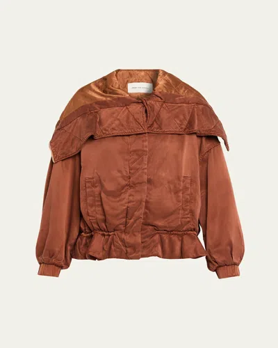Dries Van Noten Orange Overdyed Short Parka In Brown