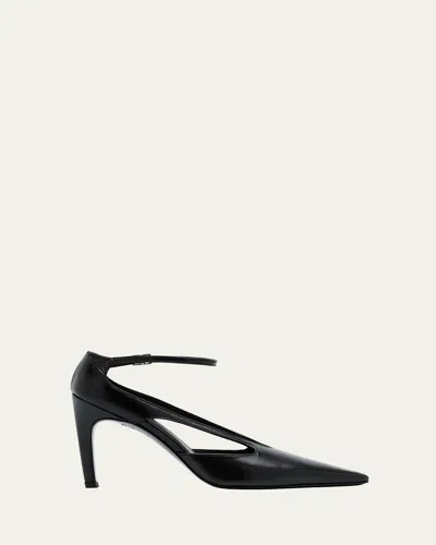 Totême Cutout Leather Pointed-toe Pumps In Black