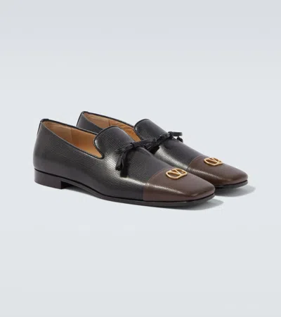 Valentino Babouchoes Vlogo Loafers In Leather In Black