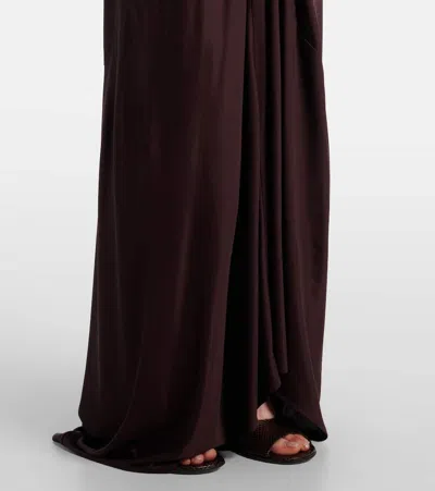 Dries Van Noten Midi Skirt With Asymmetric Hem And Twist Detail In Brown