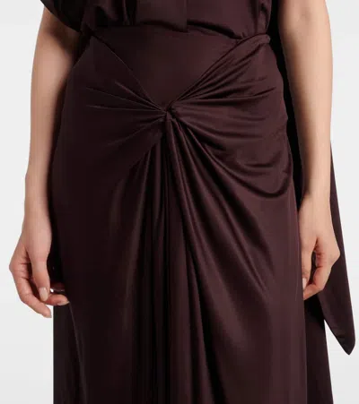 Dries Van Noten Midi Skirt With Asymmetric Hem And Twist Detail In Brown