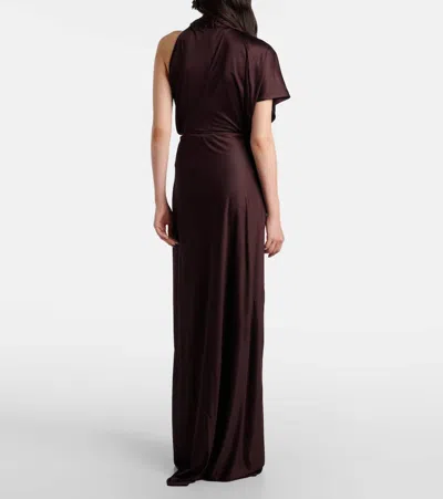 Dries Van Noten Midi Skirt With Asymmetric Hem And Twist Detail In Brown