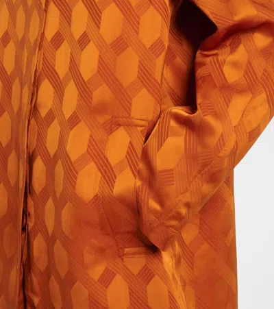 Dries Van Noten Patterned-jacquard Coat In Orange