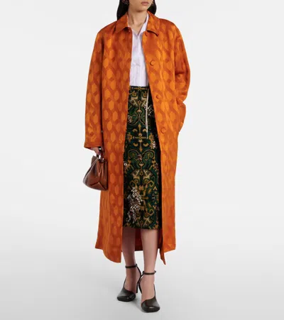 Dries Van Noten Patterned-jacquard Coat In Orange