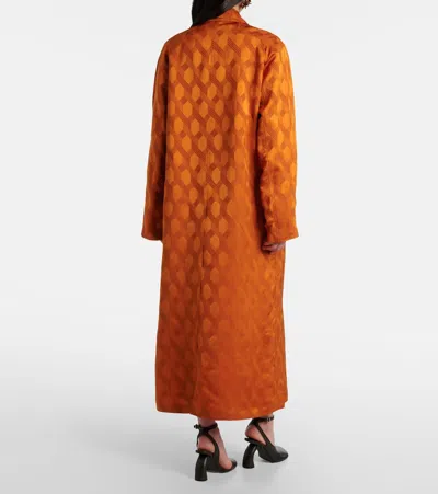 Dries Van Noten Patterned-jacquard Coat In Orange