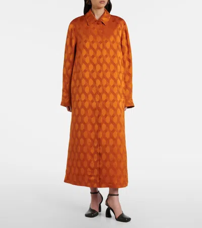 Dries Van Noten Patterned-jacquard Coat In Orange