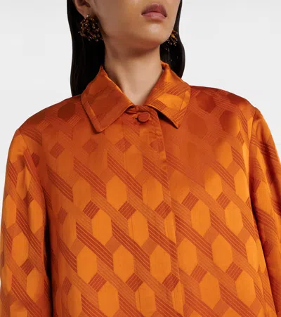 Dries Van Noten Patterned-jacquard Coat In Orange
