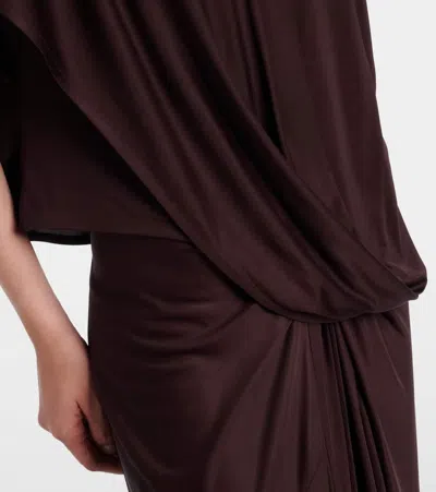 Dries Van Noten Huresta Asymmetric Draped Blouse In Brown