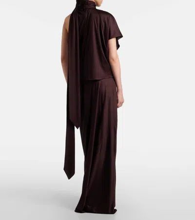 Dries Van Noten Huresta Asymmetric Draped Blouse In Brown