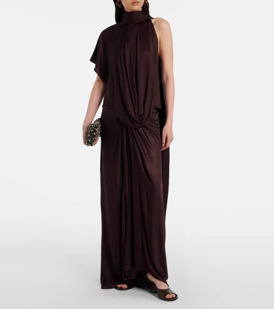 Dries Van Noten Huresta Asymmetric Draped Blouse In Brown