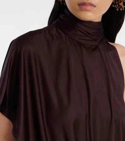 Dries Van Noten Huresta Asymmetric Draped Blouse In Brown