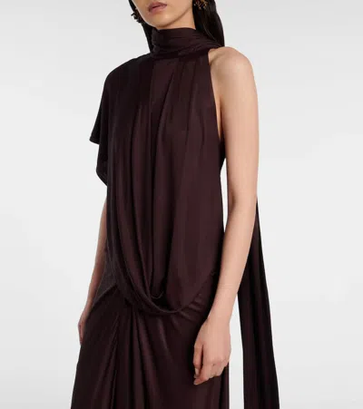 Dries Van Noten Huresta Asymmetric Draped Blouse In Brown