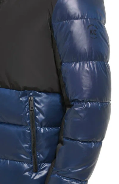 Kenneth Cole New York Colorblock Hooded Water Resistant Puffer Jacket In Black