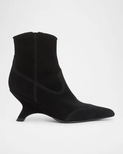 Simkhai Shadow High Heels Ankle Boots In Black Suede In Black