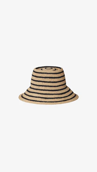 Janessa Leone Harbor Packable Raffia Bucket Hat In Brown