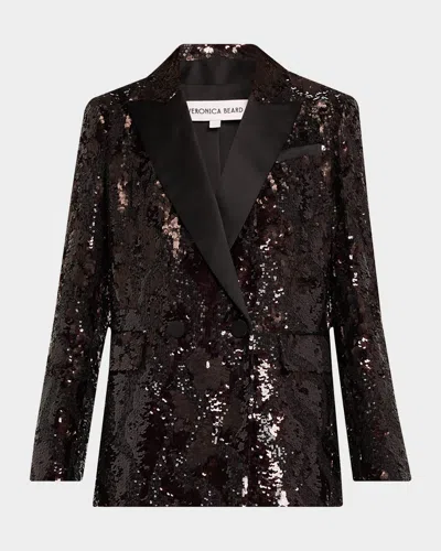 Veronica Beard Sevyn Sequin Double Breasted Dickey Evening Jacket In Brown