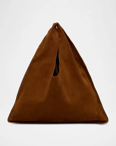 The Row Bindle Small Shoulder Bag In Suede In Brown