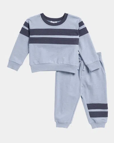 Splendid Boy's Up In The Clouds Sweatshirt & Joggers Set In Blue