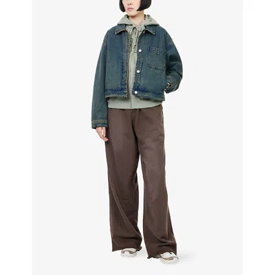 Obey Womens Yellow Tint Wash Ines Long-sleeve Denim Jacket In Blue