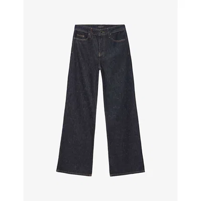 Allsaints Womens Raw Indigo Blu Ember Flared-leg Denim Jeans In Blue