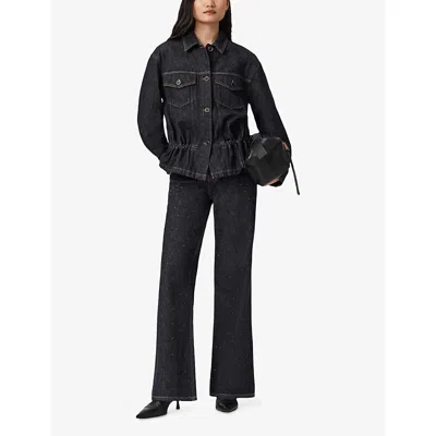 Allsaints Womens Raw Indigo Blu Ember Flared-leg Denim Jeans In Blue