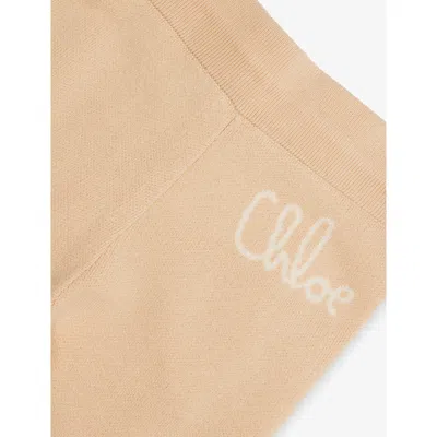 Chloé Stone Logo-print Cotton And Wool Knitted Jogging Bottoms 4- In Neutral
