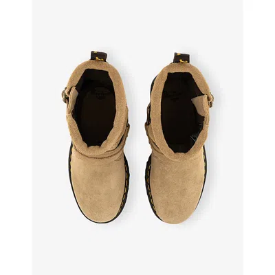 Dr. Martens Anistone Hrns Low Heels Ankle Boots In Beige Suede In Brown