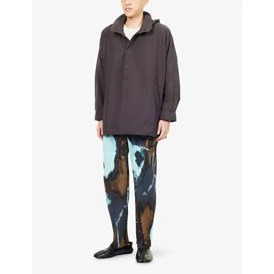 Issey Miyake Ns Brown Padded Rim Hooded Woven Shirt In Brown