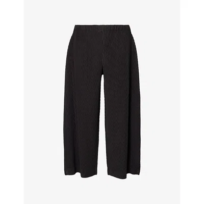 Issey Miyake Ns Coke Gray Angular Stone Wide-leg Knitted Trousers In Black