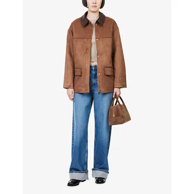 4th & Reckless Womens Brown Shae Faux-suede Jacket In Brown