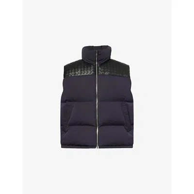 Bottega Veneta Men Midnight Blue Cotton Blend Down Jacket In Black