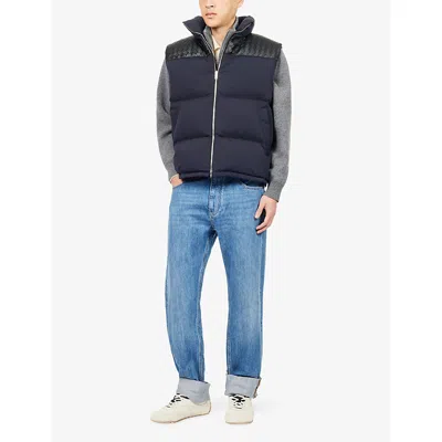 Bottega Veneta Men Midnight Blue Cotton Blend Down Jacket In Black