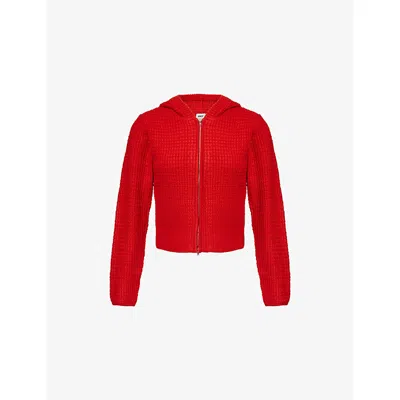 Obey Womens Tomato Glenda Zip-up Knitted Jumper In Red