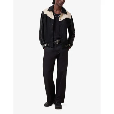 Allsaints Leather-trim Endleton Bomber Jacket In Black